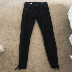 Gap Black Skinny Jeans with Lace-up Ankles